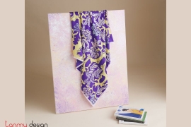 Purple silk scarf printed with Youth Garden
